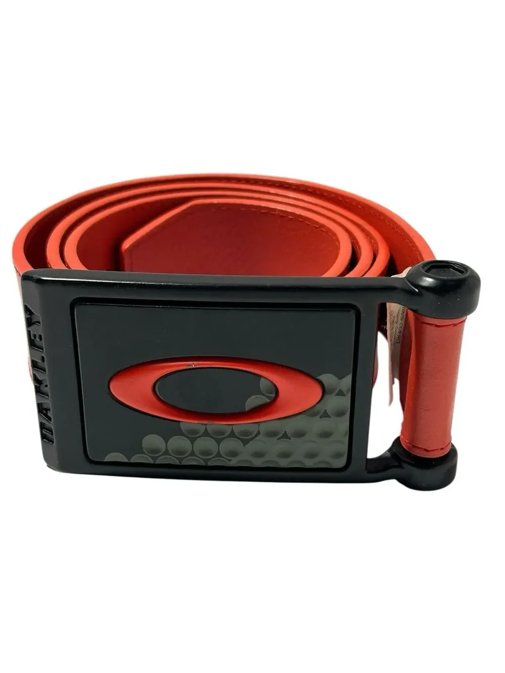 OAKLEY ELIPSE VINTAGE LEATHER BELT BRIGHT ORANGE NICKEL BUCKLE HARDWARE